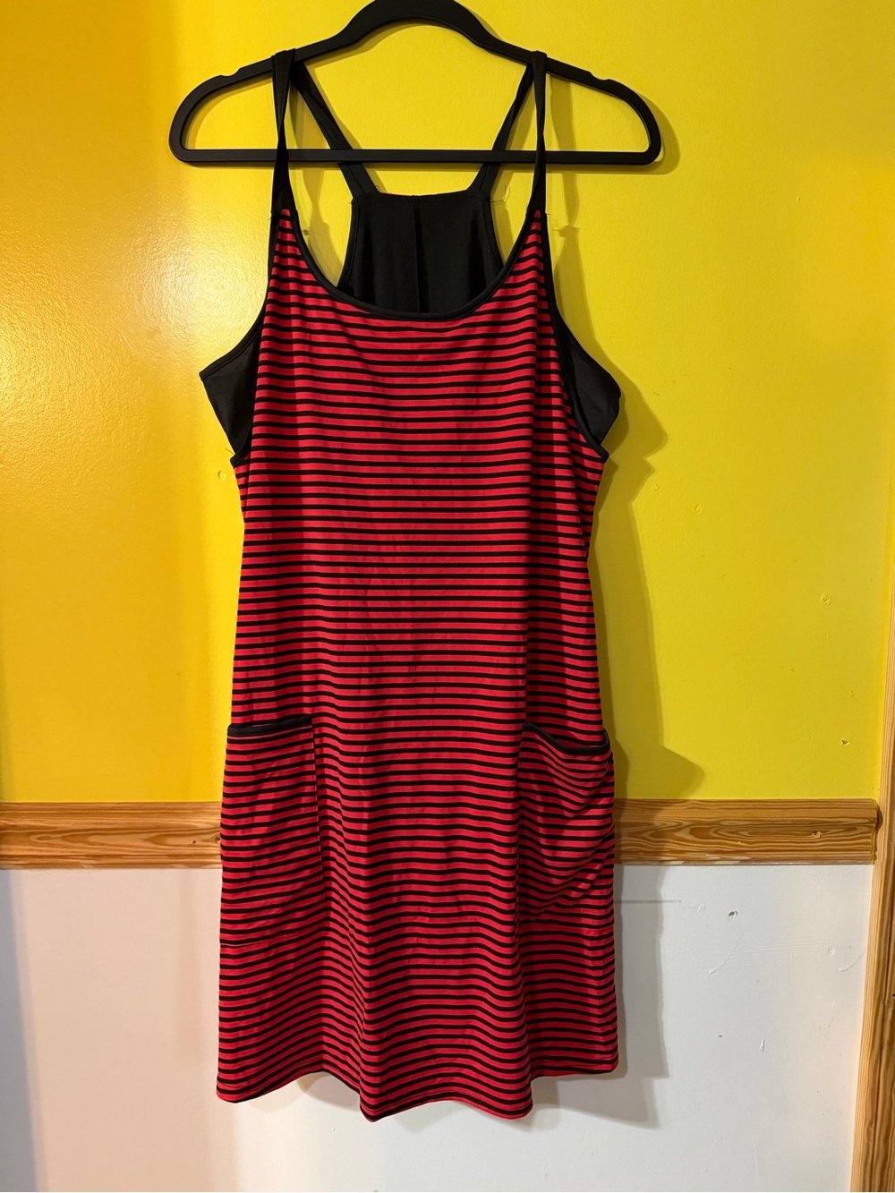 Red and Black Striped Women's Sleeveless Dress